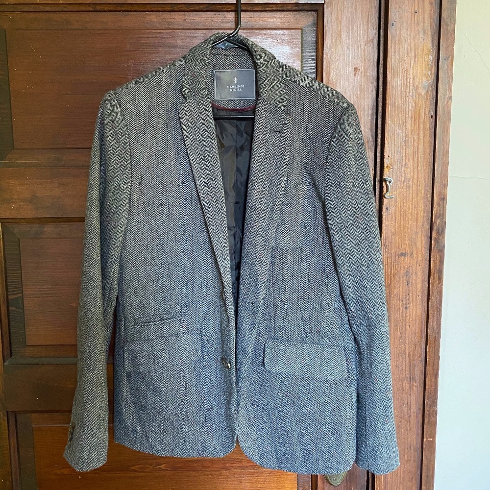 UO - Grey Tweed Herringbone Blazer - Men's S